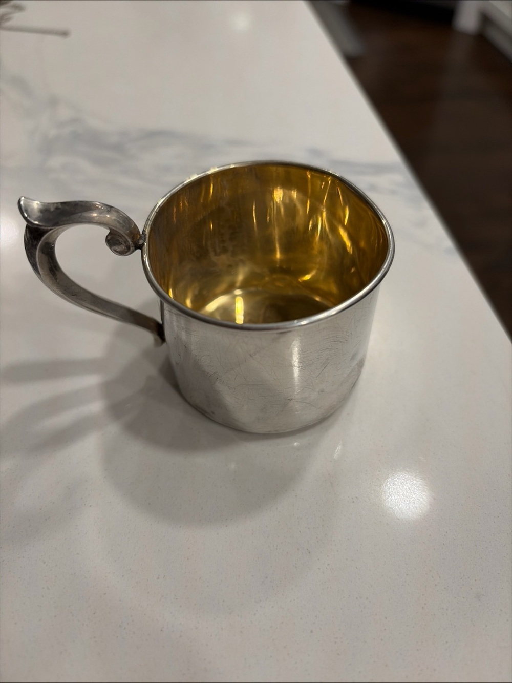 Vtg Lullaby S253 Sterling Silver Baby Cup Gold Wash 30 grams no monogram